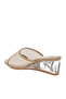 Women Mesh Clear Heel Wedge Sandals in Beige - 3