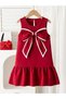 Girls' Ribbon Detailed Ruffled Sleeveless Dress - 3