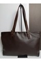 Women's Bitter Brown Matte Soft Large Size Shoulder Lined Tote Bag - 3