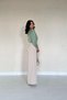 Women's Mint Green Long Sleeve Satin Shirt 18A-6777 - 4