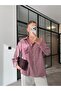 Embroidered Striped Shirt with Cep, Burgundy - 3
