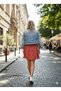 Red High Waist Mid-Length Skirt Helen Fabric Mini Floral Skirt with Shorts Hzlhelenorta01Etek - 3