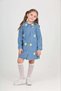 Girls' Denim Dress Floral Applique Long Sleeve Casual Dress - 5