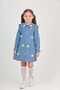 Girls' Denim Dress Floral Applique Long Sleeve Casual Dress - 4