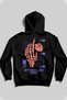 Unisex Black Skeleton Rose Printed Kangaroo Pocket Fleece-Lined Hoodie Hooded Sweatshirt