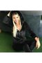 Women's Hooded Zippered Velvet Tracksuit Set with Feather Detail - 4