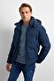 Navy Blue Relaxed Fit Puffer Coat