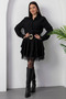 Shirt Collar Lace Detail Mini Belted Dress - 2