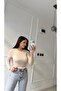 Beige Crew Neck Long Sleeve Transparent Blouse - 4