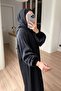 Self-Patterned Half Fisherman Mercerized Dress - Black - 3