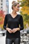 Black V-Neck Long Sleeve Slim Casual Openwork Knitwear Sweater 65 60 - 3