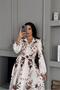 Women Ecru Big Flower Pattern Full Length Buttoned Imported Fabric Design Dress Nbms25107 - 3