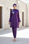 Full Covered Hijab Swimsuit Set Purple 4 Piece Lycra – M2008