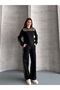 Women's Long-Sleeved Zip-Up Sequin Embellished Two-Thread Top and Bottom Set - 3