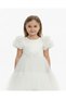 Girls' Flower Detail Tiered Tulle Formal Dress White 2-6 Years - 4