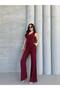 Women's Thin Striped Vest and High Waist Wide Leg Pants Set - 2