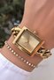 Women's Wristwatch Steel Chain Cord Gold Color Gift Bracelet Hms84Kc3 - 4