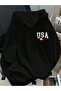 Relaxed Fit K Hooded Usa Detail Sweatshirt