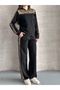 Women's Long-Sleeved Zip-Up Sequin Embellished Two-Thread Top and Bottom Set - 7