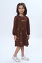 Girl's Relax Fit Crew Neck Long Sleeve Printed Dress - 2