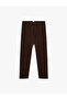 Slim Fit Straight-Leg Fabric Pants with High Waist and Button Detailing with Pockets - 4