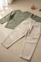 Green Linen Shirt Linen Pantalon Top and Bottom Set - 4