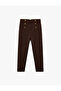 Slim Fit Straight-Leg Fabric Pants with High Waist and Button Detailing with Pockets - 3