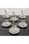 ODİN Genuine Gilded Rose-Framed and Spoon Tea Set 18 Pieces - 6 Plates 6 Glasses 6 Spoons Silver-Gold - 3