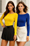 Women's Cobalt Blue-Yellow 2-Pack Boat Neck Long Sleeve Blouse - 3