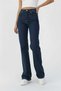 Meliora Stretch Fabric Casual Women's Navy Blue Super High Waist Wide Leg Denim Jeans - 6