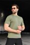 Khaki Crew Neck Knitwear Men's T-Shirt E7460 - 3