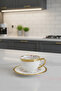 Florena Gold Gilded Embossed Porcelain Turkish Coffee Cup Set of 6 90 Cc-Pink/Blue - 7