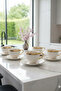 Florena Gold Gilded Embossed Porcelain Turkish Coffee Cup Set of 6 90 Cc-Pink/Green - 6