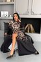 Women Black Leopard Print Atlas Fabric Buttoned Imported Dress Nbms2597 - 3