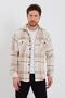 Men's Off-White-orange Double Pocket Flap Slim Fit Lumberjack Shirt-odg001r9500s