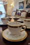 Florena Gold Gilded Embossed Porcelain Turkish Coffee Cup Set of 6 90 Cc-Pink/Blue