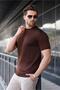 Brown Crew Neck Knitwear Men's T-Shirt E7460