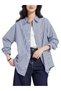 Women's Cotton Oversized Comfort Striped Spread Collar Long Sleeves Shirt