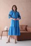 Women's Crew Neck Lined Embroidery Detail Flounce Woven Dress 23101 - 5