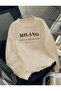 Milano Italia Printed Oversize Unisex Women/Men Crop Sweatshirt