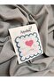 Square Pink Blue Heart Embroidered Presentation Cocktail Party Napkin