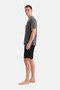 Dark Gray Short Sleeve V-Neck Cotton Modal T-Shirt Shorts Set - 3