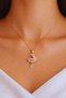 Gold Color Women's Necklace with Zircon Stone and Pink Moon Figure