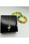 Gold Color Women's Necklace with Zircon Stone and Pink Moon Figure - 3