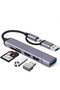 محول من النوع C/USB إلى 3 منافذ USB مايكرو SD/SD متوافق مع أجهزة الكمبيوتر/آيباد/ماك بوك/آيفون 15 بلس/16/17 برو ماكس