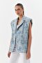 Oversized Sequin Embroidered Vest Blue - 3