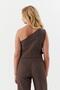 Striped Slim One Shoulder Brown - 3