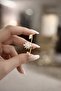 Selene Stone Detailed Gold Double Ring-Gold - 2