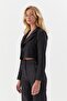 Striped Denim Short Jacket Black - 2