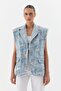 Oversized Sequin Embroidered Vest Blue - 2